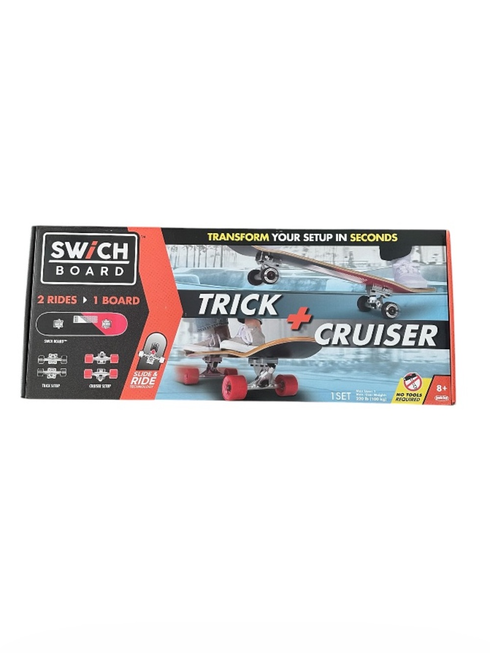 Swichboard 2-in-1 Skateboard - Trick/ Cruiser No Tools Needed - Ship Alone